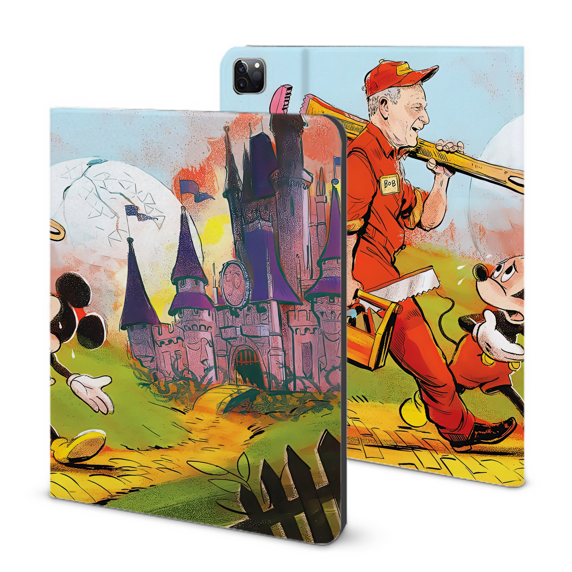 （画像用） ミッキーマウス Mickey Mouse IPad ケース ブック型 PUレザー TPU 耐衝撃 軽量 薄型 ペン収納なし 全面保護 IPad 各モデル対応